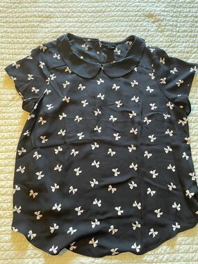 torrid Black Blouse with White Bow Print